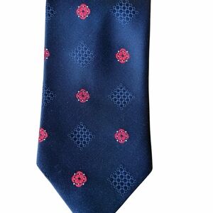 Yves Saint Laurent Navy and Red Geometric Tie